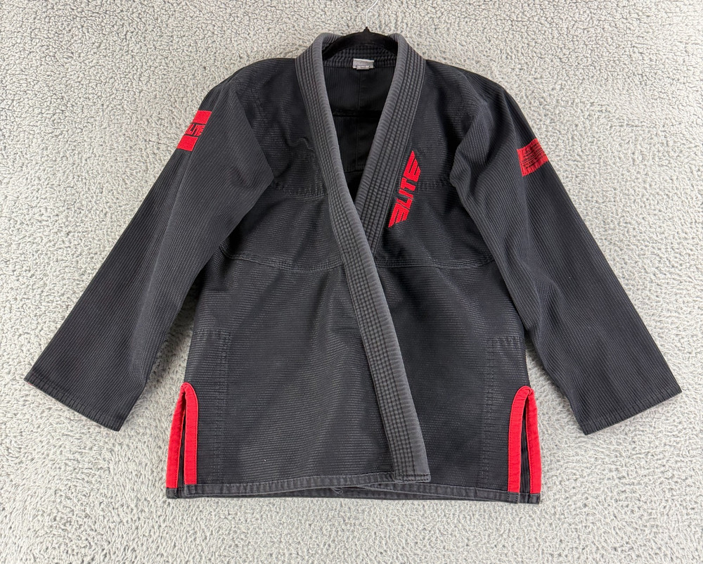 Elite Sports BJJ Gi Jacket Youth Kid Size C3 4’9″ – 5’0″ 95-110 lb Pull On Black