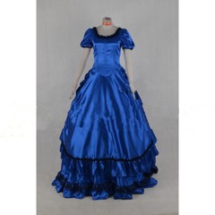 Blue Gothic Victorian Gown Interview with the Vampire Claudia Cosplay dress；【