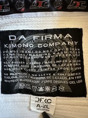 Brazilian Jiu Jitsu Gi/ Kimono Da Firma Kimono Co White Top Only Sz A 2L