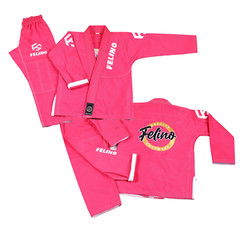Felino Pink Kid Premium BJJ Gi Uniform Pearl Weave Brazilian Jiu Jitsu Kimono