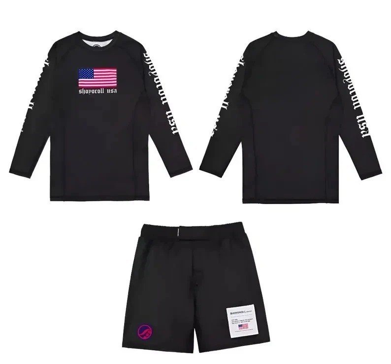 Shoyoroll Batch 151 Americana BJJ Rash Guard Long Sleeve & Shorts Set MMA