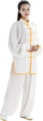 One Suit Unisex Cotton Silk Dragon Embroidery Long Sleeves Tai Chi Uniform Suit