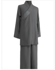 STOCK Buddhist Shaolin Monk Robe Full Set Linen Kung Fu Suit Uniforms Meditation