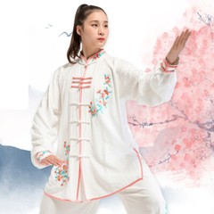 2021 New Style Linen Fabric Women Embroidery Kung Fu Tai Chi Uniform Martial