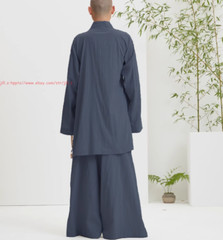 Buddhist Shaolin Monk Robe Full Set Cotton Thin Kung Fu Suit Meditation Uniforms