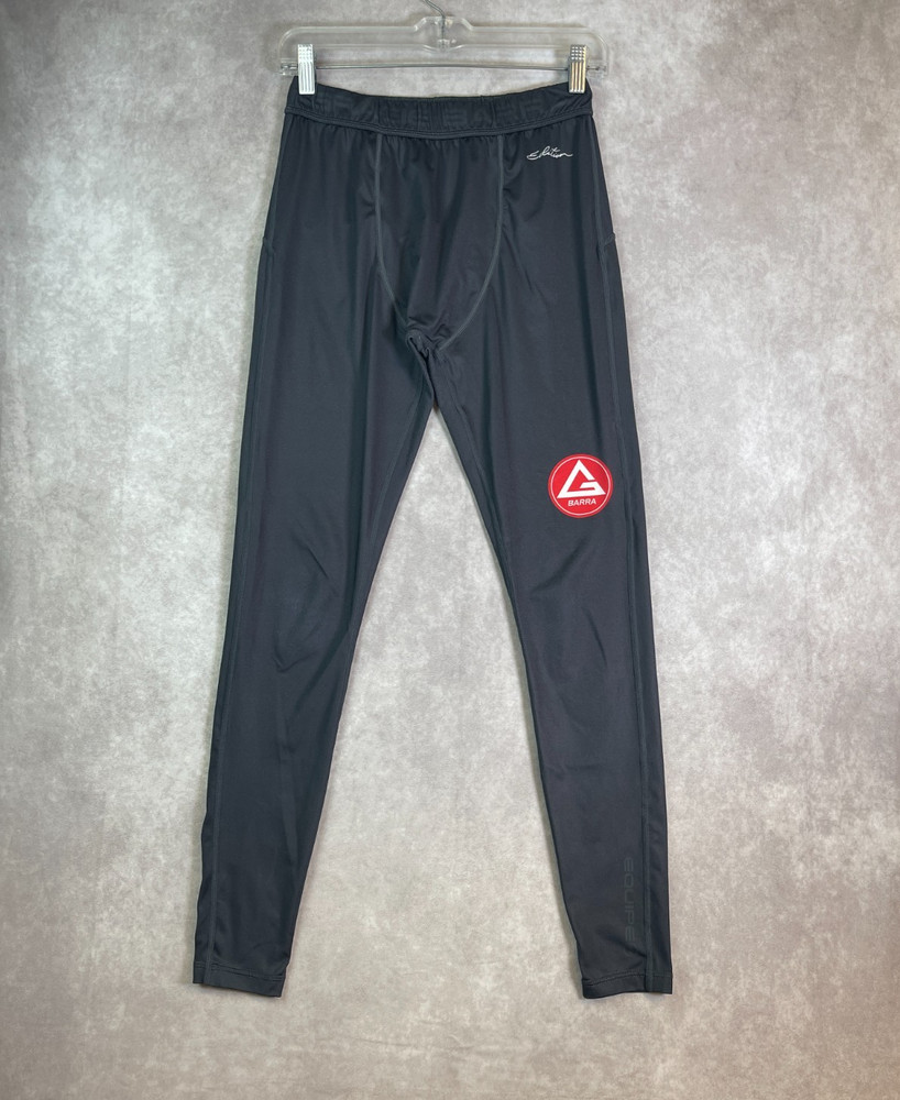 Gracie Barra Jiu Jitsu Rash Guard Pants Mens Large Black Leggings Elastic MMA