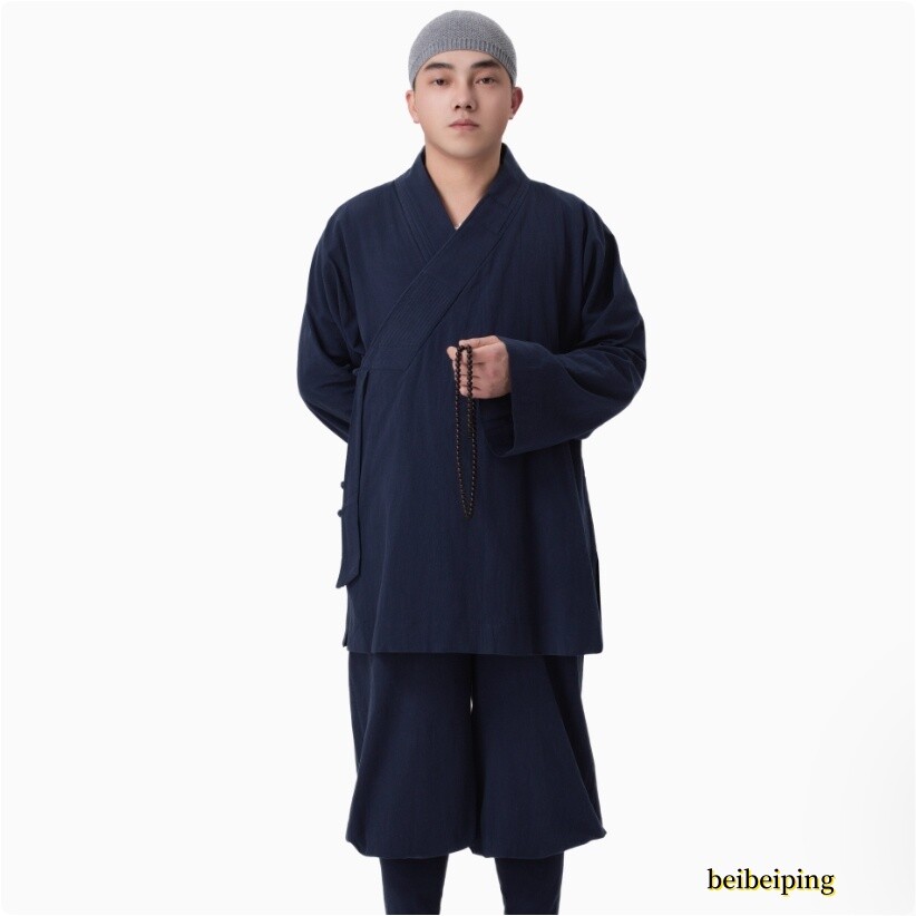 Buddhist Monk Linen Clothes Full Set Kung Fu Suit Meditation Uniforms Summer
