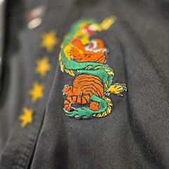 Swift Karate Gi Top Unisex 4 Black Dragon Tiger Patch Streetwear Skater Grunge