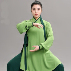 Chinese Costume Kung Fu Outfit Tai Chi Uniform Silk Linen Martail Arts Wushu