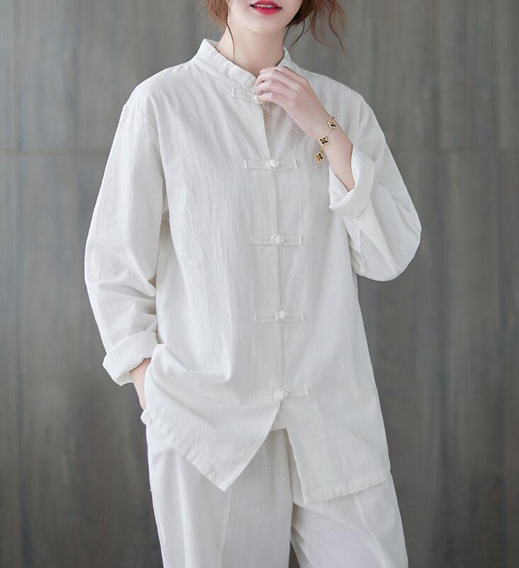 New Women’s Tai Chi Yoga Outfits Set Top+pants Martial Arts Kung Fu Linen Suit