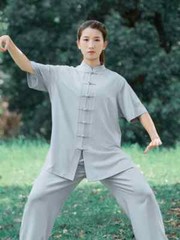 Summer Short Sleeve Kung Fu Shirts Sport Tops Martial Arts Taichi Uniform