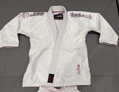 Fuji Girls Brazilian Jiu-Jitsu BJJ Gi Uniform Set White/Pink WC2 With White Belt