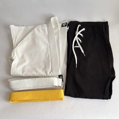 Century White & Black Martial Arts Uniform Size 2 With White & Yellow Belts