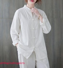 New Women’s Tai Chi Yoga Outfits Set Top+Pants Martial Arts Kung Fu Linen Suit