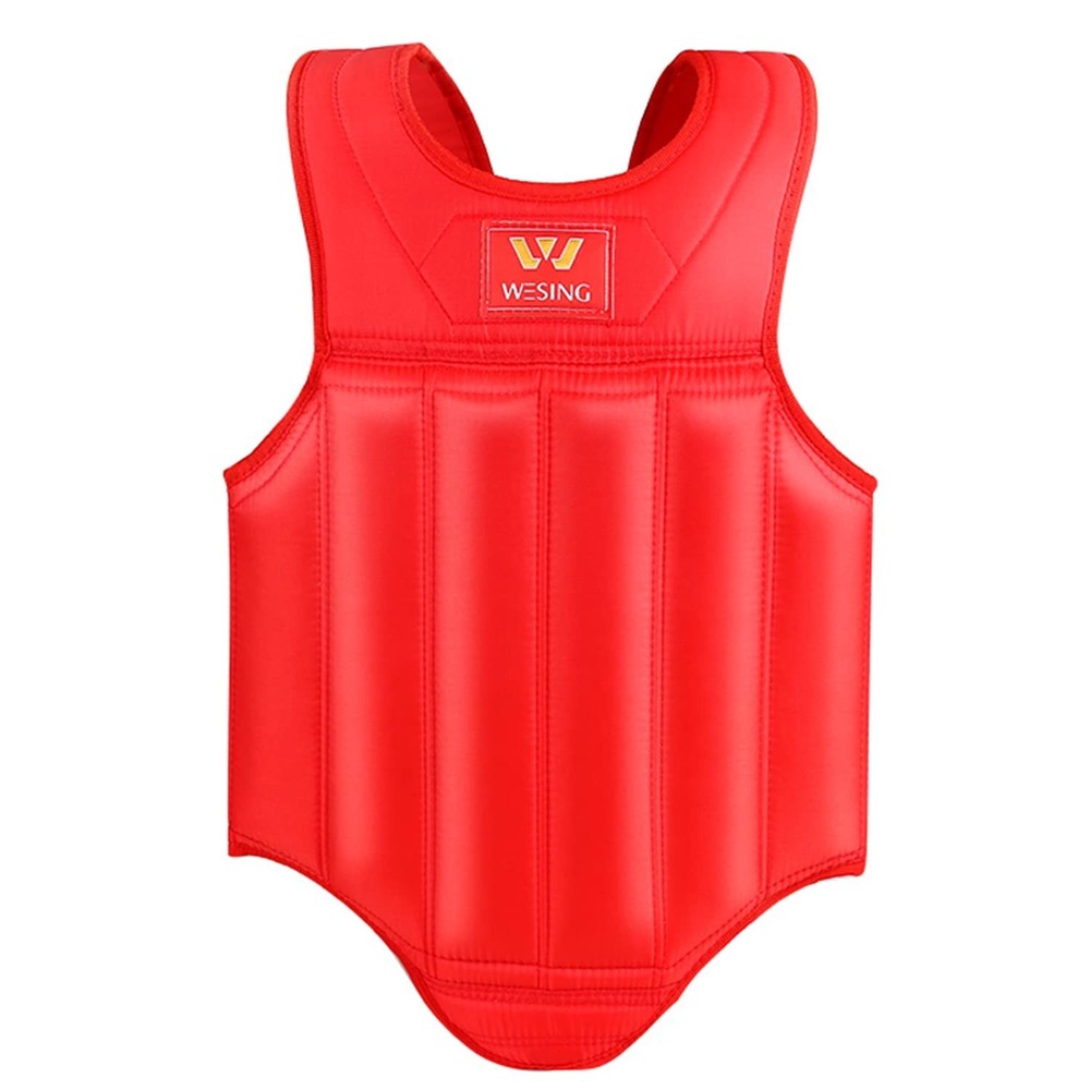 Wesing Martial Arts Muay Thai Boxing Chest Protector MMA Sanda Chest Guard Red