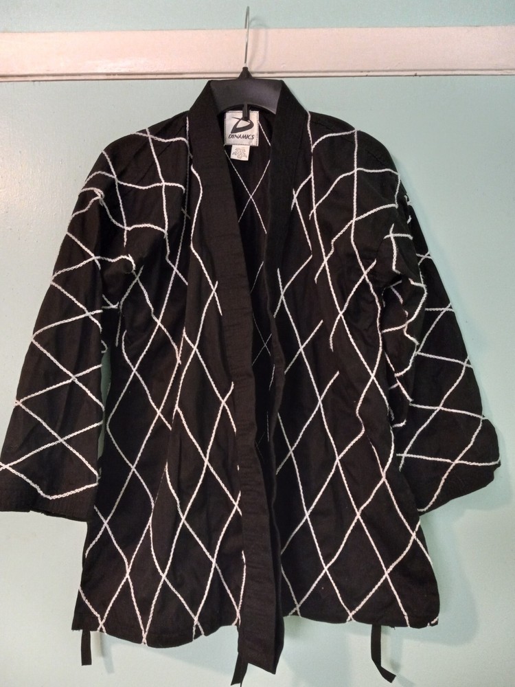 Dynamics Hapkido Gi Top Size 2 Black with White Diamond Pattern