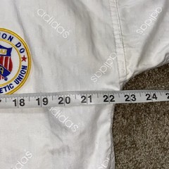 Adidas Taekwondo Dobok Top Mens Medium White Black Collar USA Korea AAU Patches