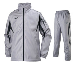 Mizuno Windbreaker Sports Wear Gray Breath Thermo Warmer Jacket and Pants Set