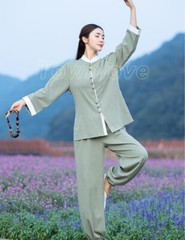 New Women Soft Cotton Linen Tai chi Uniform Kung fu Martial arts Wing Chun Suit