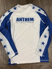 Men’s Rashguard Jiu Jitsu Anthem MMA Fight Compression Shirt blue White XL