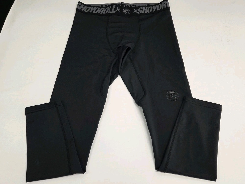Shoyoroll Mens Black Mma Jui Jitsu Compression Leggings Black Logo L #8864