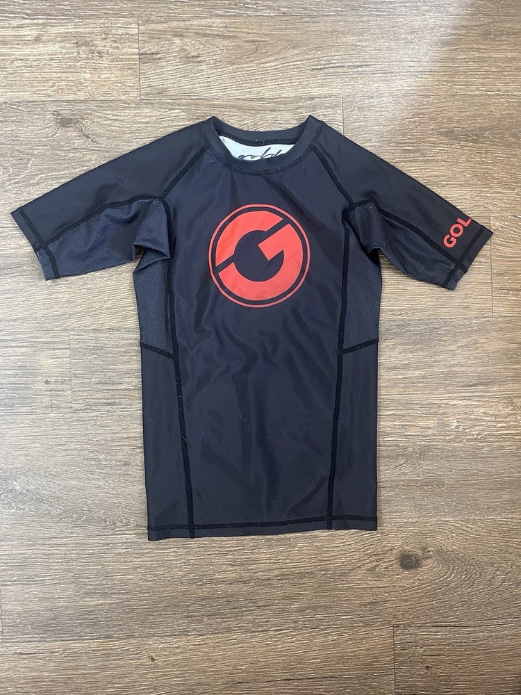 Gold BJJ Youth Rashguard Black Red Size XS Jiu Jitsu MMA