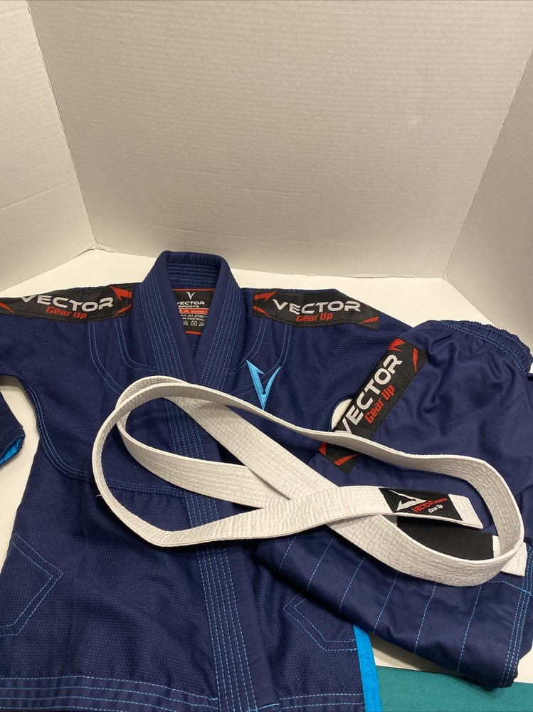 Vector Sports Gear Up Attila Series Blue Childs Jiu Jitsu Suit Size See Des.