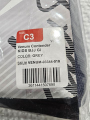 Venum Unisex Teen Child BJJ Gi, Grey, C3 US, New in Bag