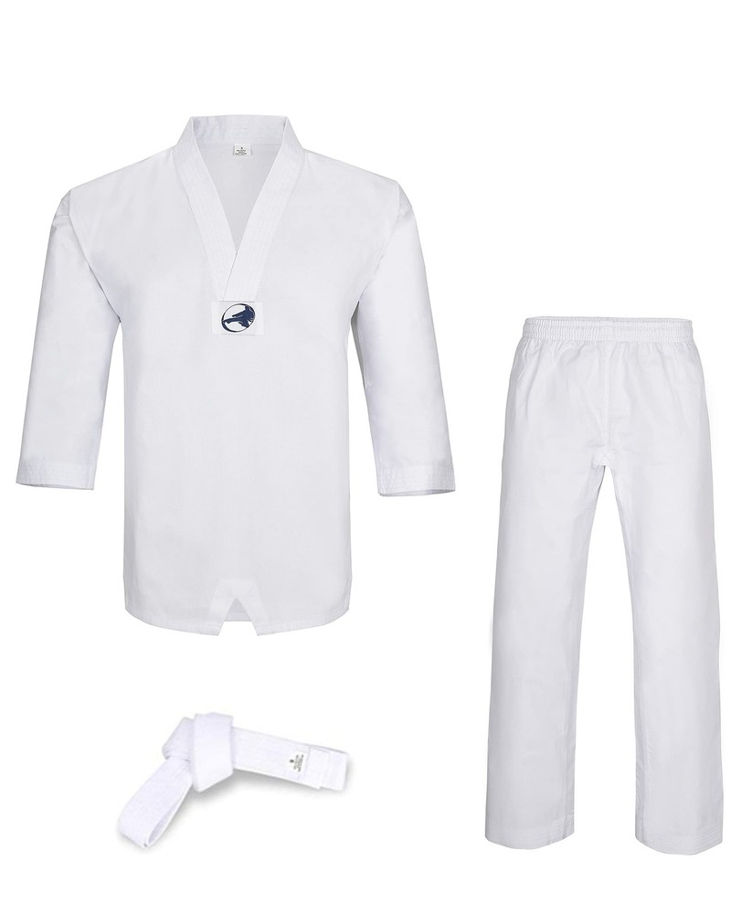 Taekwondo Uniform Adult & Kids, 8OZ V-Neck Pull Over with Free Belt for Marti…