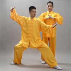 Chinese Women Men Kung Fu Uniform Martial Arts Wushu Taiji Suit Milk Silk