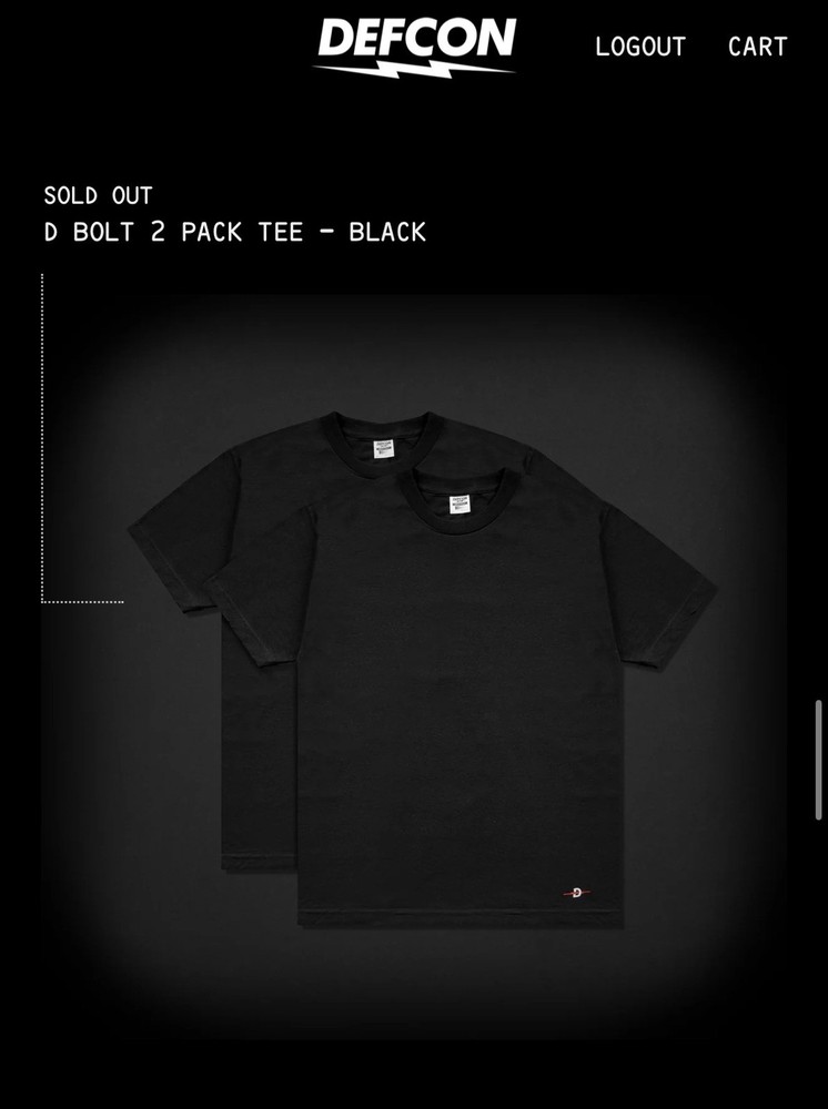 DEFCON GROUP – D BOLT 2 PACK TEE – BLACK – SMALL