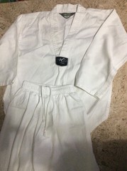 Child’s Sz 0 Martial Arts Group Kid Taekwondo White Outfit Gi Uniform Top Pants