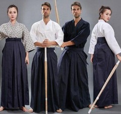 Women Mens Loose Japanese Kendo Suit Aikido Martial Arts Uniform Bule White Robe