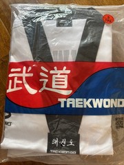 Dynamics White with Black Trim / V-neck Taekwondo Uniform Size 5 (190 Cm)