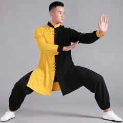 Chinese Kung Fu Tai Chi Uniform Muslin Martial Arts Suit Outfit Color Contrast