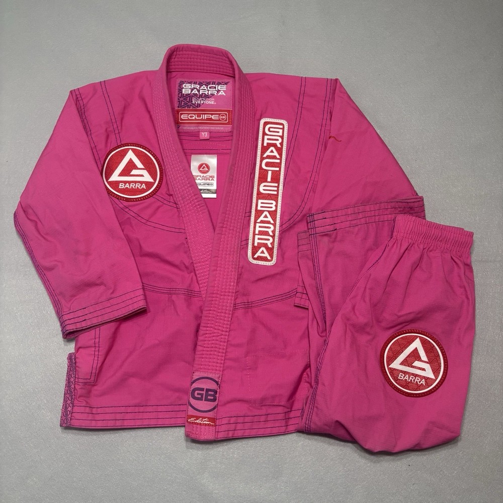Gracie Barra Equipe GB Edition Jiu-Jitsu Ripstop Kimono Girls Y3 Pink Open Front