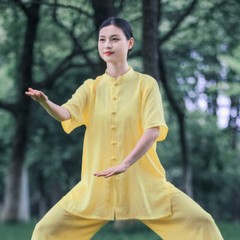 Summer Breathable Short Sleeve Kung Fu Shirts Wing Chun Training Vintage Sport