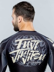 Fuji Yakedo Flex Lite Mens MMA BJJ Jiu Jitsu LongSleeve LS Rashguard – Black