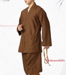 High Quality Casual Suits Buddhist Monk Religion Sets V-Neck Shirt+Pant Uniform