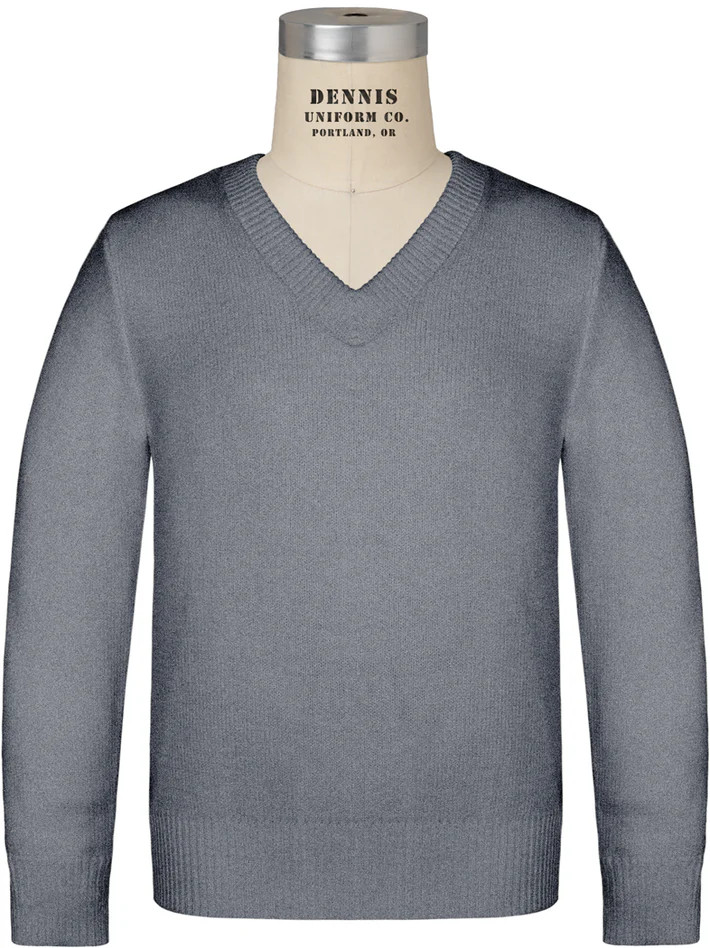 Divine Savior Academy V-neck Pullover Gray 100% Acrylic Low Pill School Sweater