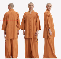 New Cotton Shaolin Monk Robes Kung fu Uniform Buddhist Meditation Tai chi Suit