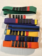 Martial Arts Taekwondo Karate Uniform & Belt Lot Youth Sizes 1 & 2 Midwest