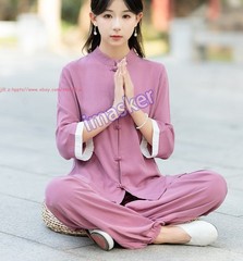 Spring Summer Women Cotton Tai chi Uniforms Kung fu Martial arts Wing Chun Suit