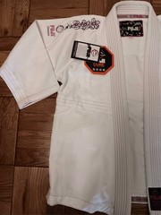 Fuji Kimono GI Jiu Jitsu MMA Womens WC2 Top White With Pink Ribbon And Flowers