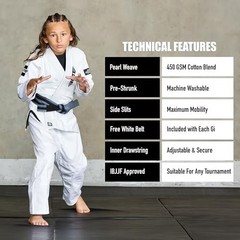Ultra Light BJJ Gi for Kids – Preshrunk Fabric, Free Belt, Brazilian Jiu Jitsu U