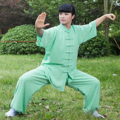 Unisex Cotton Blend Tai Chi Suit Summer martial arts Uniforms Kung Fu Clothing