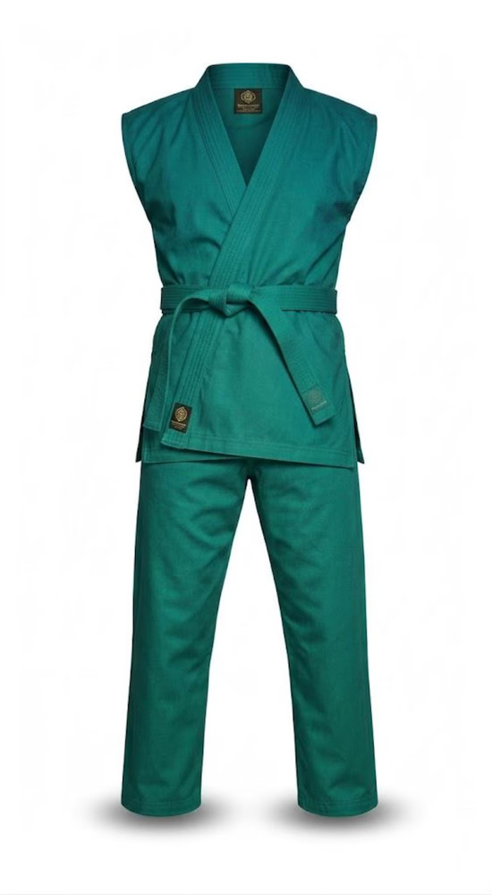 Teal Green Sleeveless Martial Art Gi Uniform – Cotton Karate Taekwondo Judo Gear