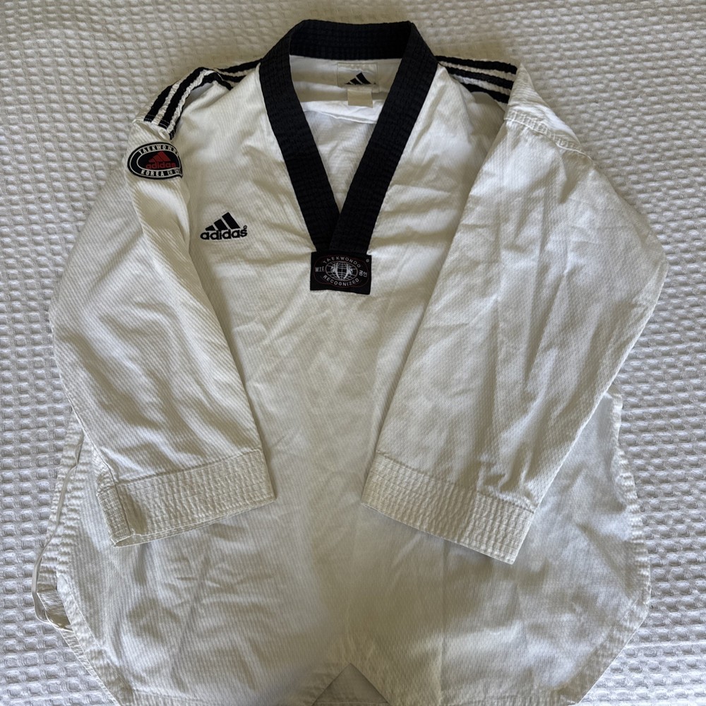 Adidas Taekwondo Dobok Uniform Top Shirt Unisex Size 5 White Cotton WTF Olympic