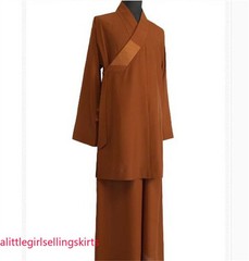 STOCK Buddhist Shaolin Monk Robe Full Set Linen Kung Fu Suit Meditation Uniforms