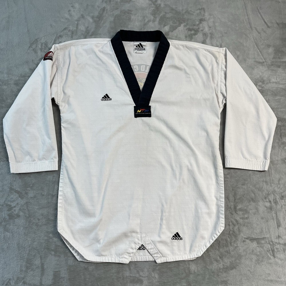Adidas Taekwondo Korea Uniform Gi Dobok White Black Size 6 200cm WTF Karate